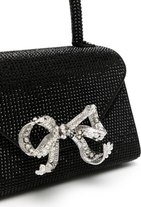 Self-Portrait Black Hotfix Rhinestone Envelope Mini Bag With