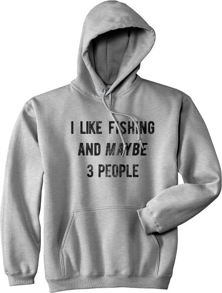 Crazy Dog T-Shirts, Inc. I Like Fishing and Maybe 3 People Hoodie Funny Fisherman Novelty Sweatshirt - Crazy Dog Hoodie Grey 3XL