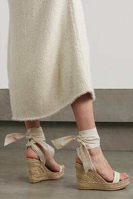 Christian Louboutin Monica Du Désert 120 Cotton-canvas Espadrille Wedge  Sandals - Off-white - ShopStyle