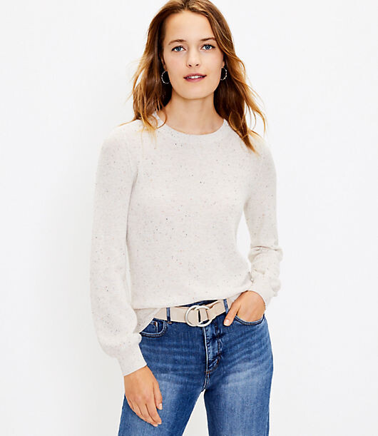 LOFT Flecked Draped Sleeve Sweater - ShopStyle