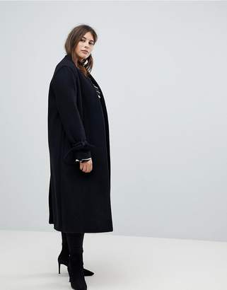 Helene Berman Plus Tie Sleeve Wool Blend Duster Coat