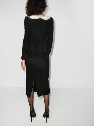 Alessandra Rich Embroidered Collar Long-Sleeve Dress