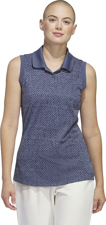 Women's adidas Ultimate365 Jacquard Sleeveless Polo Golf Shirt