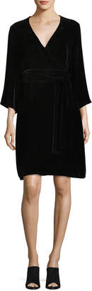 Eileen Fisher Velvet 3/4-Sleeve Wrap Dress, Petite