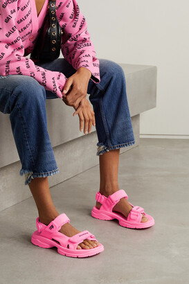 Balenciaga Logo-embroidered Ripstop Sandals - Pink - ShopStyle