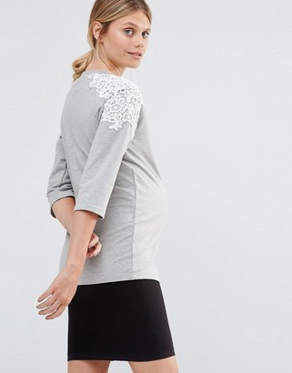 Mama Licious Mama.licious Mamalicious Sweatshirt With Lace Shoulder Detail