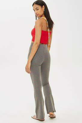 Topshop Womens Glitter Stripe Flare Trousers - Multi