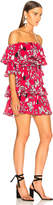 Thumbnail for your product : Self-Portrait Off Shoulder Pleated Floral Mini Dress in Red | FWRD