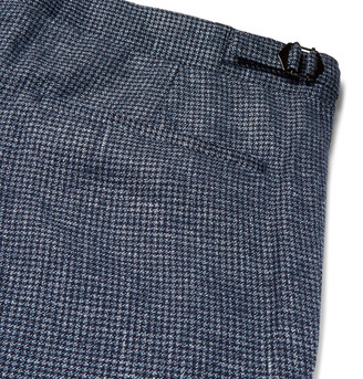 Richard James Blue Slim-Fit Slub Wool and Linen-Blend Puppytooth Suit Trousers