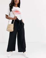Thumbnail for your product : Moon River tie waist wide leg pants