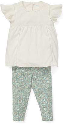 Ralph Lauren Childrenswear Lace Top w/ Floral Leggings, Size 6-24 Months
