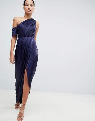 ASOS Design Hammered Satin One Shoulder Maxi Dress