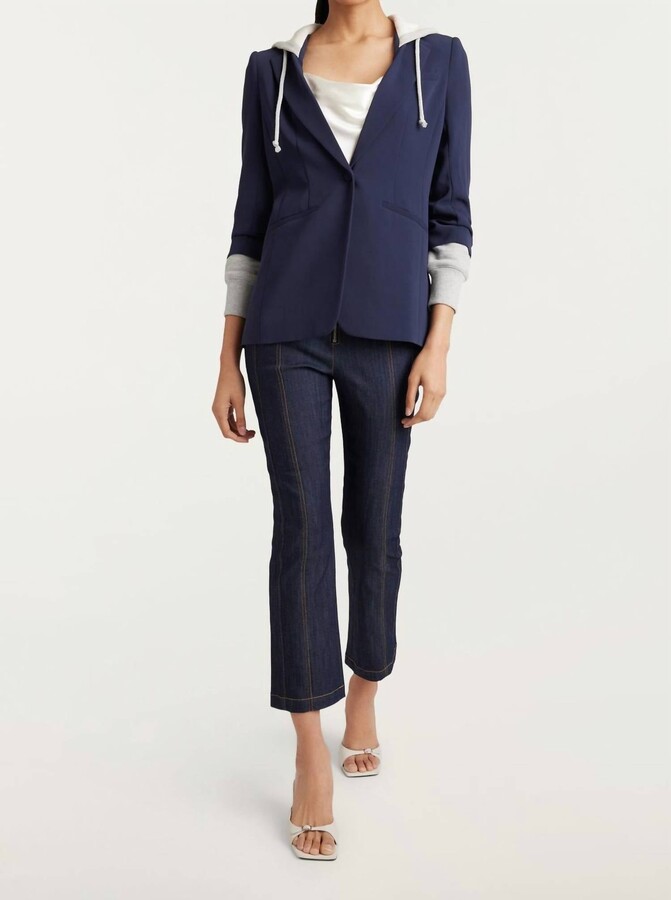 Cinq à Sept Hooded Khloe Blazer Jacket In Navy