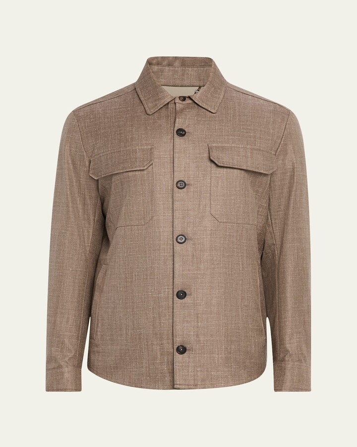 Fioroni Men's Virgin Wool Knit Shirt Jacket