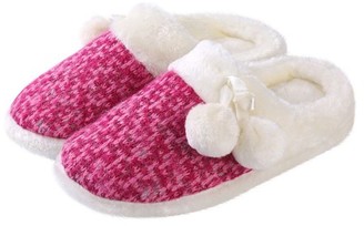 Aerusi Pearly Pom Women's Slip-on Indoor Home Slippers