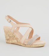 Thumbnail for your product : New Look Wide Fit Suedette Diamante Wedges