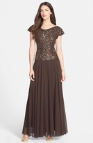 Thumbnail for your product : J Kara Embellished Cowl Neck Gown