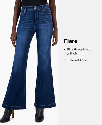 Dollhouse Juniors' High-Rise Button-Fly Flare Jeans