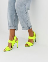 Thumbnail for your product : ASOS DESIGN Hazelnut sporty heeled sandals in neon yellow