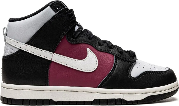 white and black high top nikes