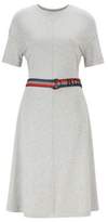 Thumbnail for your product : BOSS Short-sleeved dress with striped logo belt