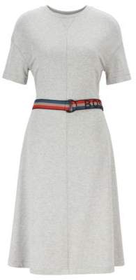 BOSS Short-sleeved dress with striped logo belt