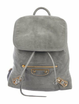 Balenciaga Metallic Edge Suede & Leather Backpack Grey - ShopStyle