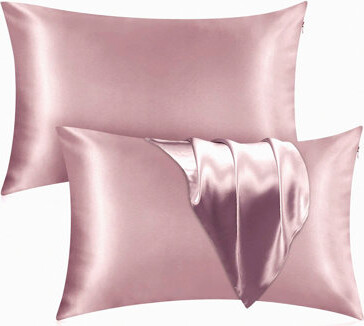 BRBCA Luxury Silk Hair Pillowcase Set - 100% Mulberry Silk 25 Momme 600 Thread Count Hidden Zipper ApricotGray Queen Size 20''x30'' - Pack of 2