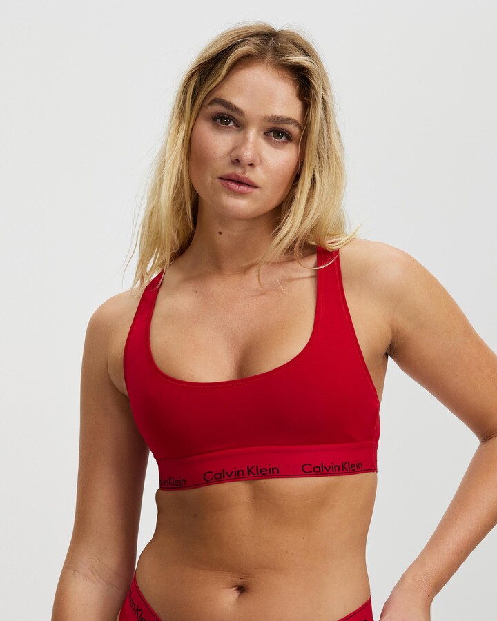 Calvin Klein Women's Red Crop Tops - Modern Cotton Unlined Bralette - Size  M at The Iconic - ShopStyle Bras