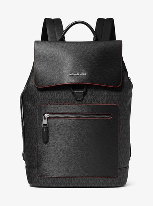 Michael Kors Hudson Logo and Crossgrain Leather Backpack - ShopStyle