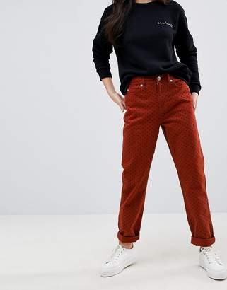 ASOS DESIGN ORIGINAL MOM Jeans With Polka Dot Print in Rust