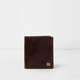 Thumbnail for your product : River Island Dark brown leather fold out wallet