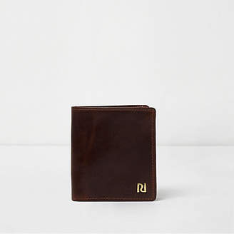 River Island Dark brown leather fold out wallet