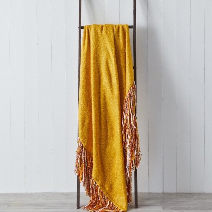 Dunelm Mala Faux Mohair 130cm x 150cm Throw Ochre ShopStyle
