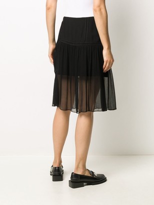 McQ Swallow Sheer Embroidered Skirt