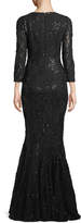 Thumbnail for your product : Talbot Runhof Roar3 Bracelet-Sleeve Mermaid Sequin Evening Gown w/ Illusion