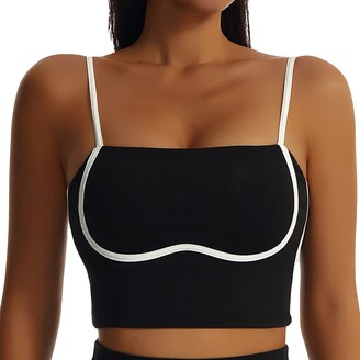 CRZ YOGA Women's Butterluxe Racer Back Padded Sports Bra - High Neck  Longline Crop Top Gym Workout Tank Tops with Built in Bra