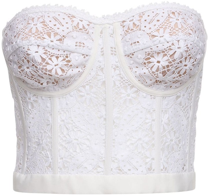 lace corset top white
