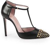 Thumbnail for your product : Gucci Studded Leather T-Strap Pumps