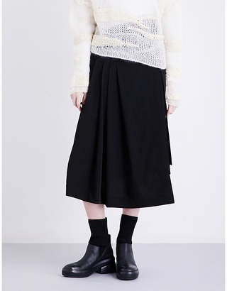 Isabel Benenato Wrap-over high-rise virgin wool skirt