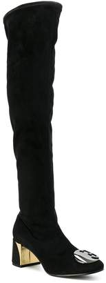 Fabi Plaque Detail Knee-High Boots