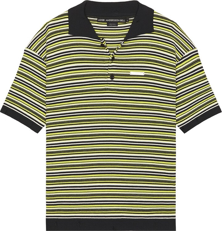 ANDERSSON BELL Stripe Polo Sweater in Green