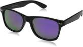 Thumbnail for your product : Zerouv ZV-8025-04 Retro Matte Black Horned Rim Flash Colored Lens Sunglasses
