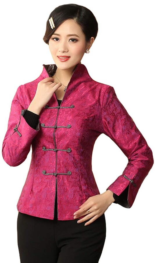 ACVIP Ladies Stand-up Collar Long Sleeve Chinese Jacket (UK 8-10 ...