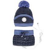 Thumbnail for your product : B Commerce B-commerce Women USB Heating Hat Neck Scarf and Face Mouth Cover Set Winter Warm Wool Knitted Fleece Beanie Hat Bobble Pom Pom Hats Scarf Neck Warmer (Gray)