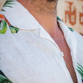 Panareha Honolulu Linen Aloha Shirt White