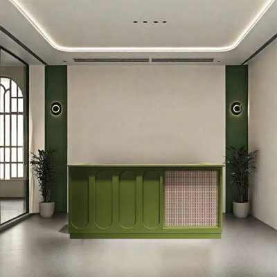 OX Art Reception Desk 78.74-inch Vintage Style Front Desk, Checkout Counter & Computer Desk – Elegant and Functional for Commercial Spaces