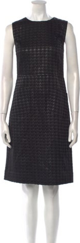 Tory Burch Shift Dress Black & Metallic Glitter Accents Sleeveless with Crew Neck Concealed Zip Closure at Back Designer