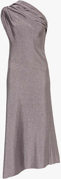 KHAITE Womens Gunmetal Coast Metallic Woven Midi Dress L