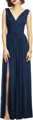 Dessy Collection Surplice Ruched Chiffon Gown